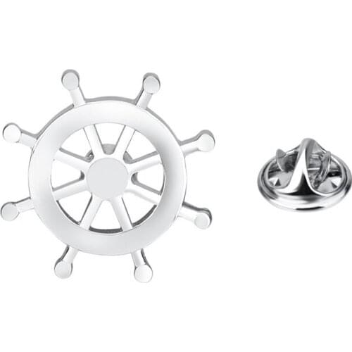 SAVOYSHI Novelty Silver color Rudder Shape Men Lapel Pin Brooches Pins Fine Gift for Mens Suit coat womens hats bags Accessories