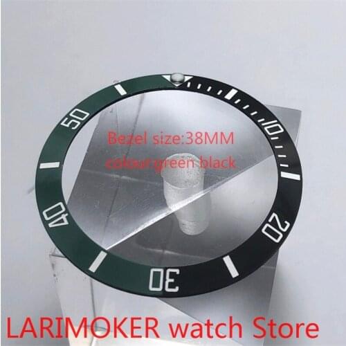 Brand new high quality 38mm drak green rotating glass bezel suitable for 40mm mens watch automatic winding