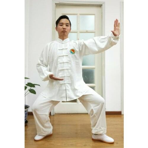 Official Qi Gong uniforms Chinese Health Qigong Association designated Slub linen fabric long-sleeved fitness Qigong clothing