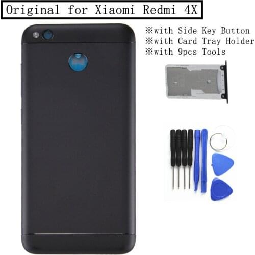 Original For Xiaomi Redmi 4X Battery Back Cover Rear Door Housing + Side Key Button Card Tray Holder Replacement Repair Parts