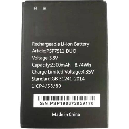 Original size replacement battery 2300mah 3.8v Battery For Prestigio PSP7511 DUO Muze B7 Smartphone batteries