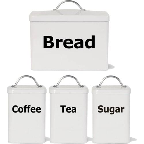 Tea Coffee Sugar Bread Jar Bin Canister Vinyl Decals , Stickers for the Kitchen , Set of 4 kitchen Labels Decal Wall Stickers