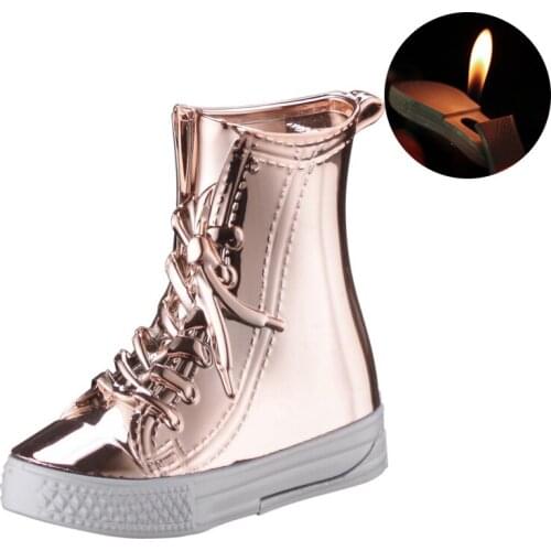 Mini Creative Canvas Shoes Lighter Metal Flame Butane Gas Cigarette Lighters Inflatable for Women Collection Home Decoration