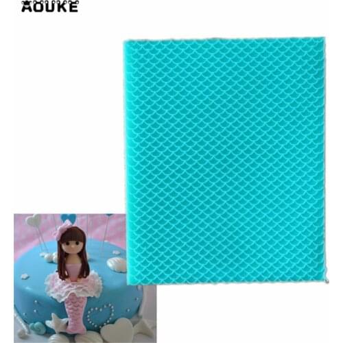 DIY Embossed Tools Diamond Grain Fish Scales Cake Decoration Liquid Silicone Molds Pastry Mould Pudding Soap Ice Cube Mold Aouke