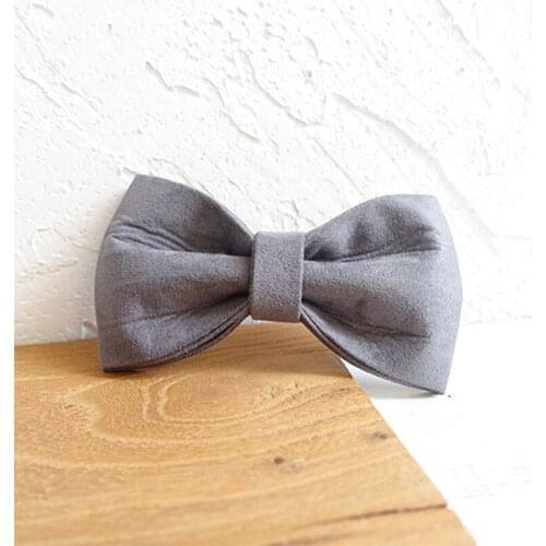 Grey Velvet Dog Bowtie Pets Collar Accessory Puppy Cat Pet Supplies Grooming Tools Dogs Dismountable Ornamental Bow Ties