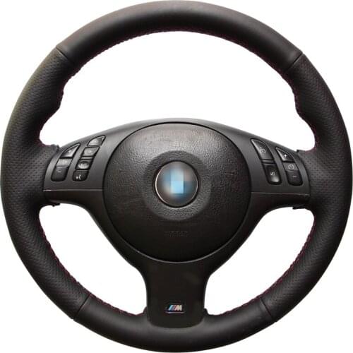 Hand-stitched Black Artificial Leather Car Steering Wheel Cover for BMW M Sport E46 330i 330Ci E39 540i 525i 530i M3 2000-2006