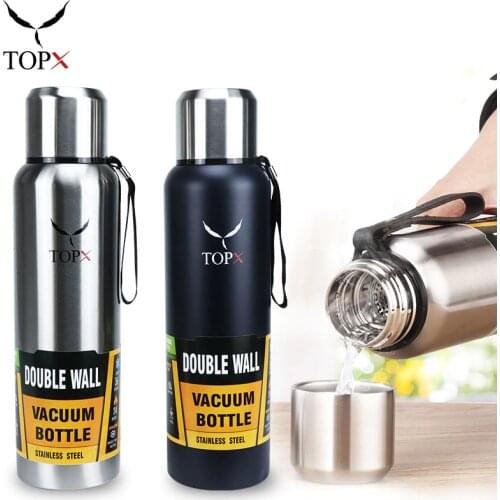 Thermos Bottle Large Capacity Stainless Steel Portable Vacuum With Cup Gift Cover Tumbler With Rope Thermos For Men