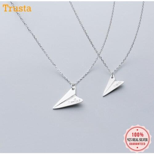 Trusta Hot Fashion 925 Sterling Silver Pendant Necklace Mum&Daughter Gift I Miss You Paper Plane Jewelry DS1551