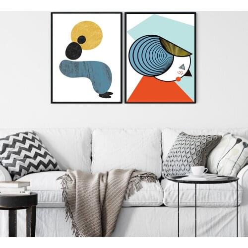 Lady Geometric Posters Modern Minimalist Wall Art Canvas Painting Abstract Colourful Picture Prints for Living Room Home Decor