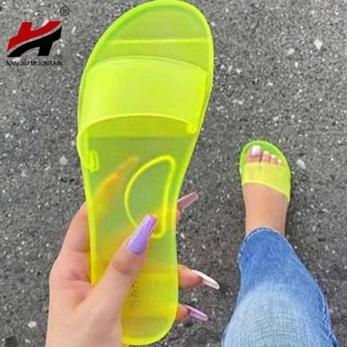 NAN JIU MOUNTAIN 2020 Womans Summer Flat Slippers Open Toe Solid Color Sandals Outdoor Beach Shoes Comfortable Plus Size 42