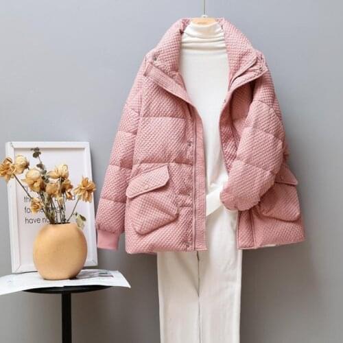 Winter Jackets White Duck Down Jacket Women Thick Warm Down Coat Casual Loose Stand-Up Collar Clothes Windproof Female Outwear