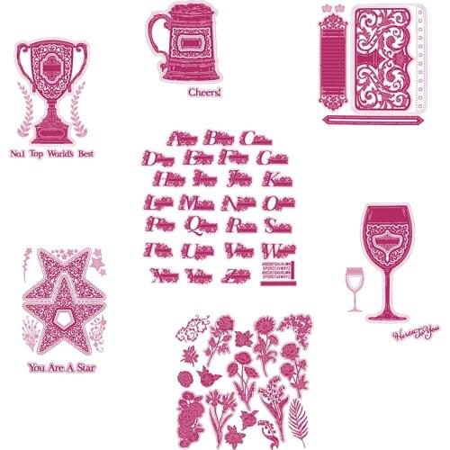 Star Trophy Tankard Lace Alphabet Person Notes For 2021 New Metal Cutting Dies Scrapbooking Diary Decor Stencil Emboss Diy Card