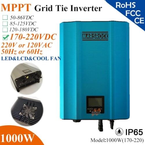 1000W MPPT solar Grid Tie Micro Inverter with IP65,170-220VDC,220V(190-260VAC) or 120V(90-140VAC),LED&LCD for solar panel system