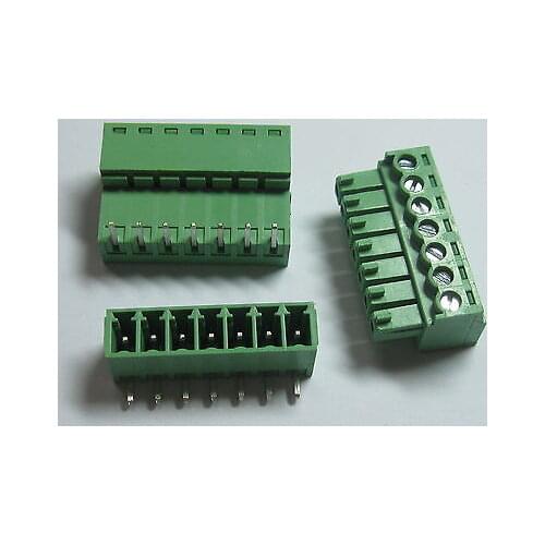 12 pcs Screw Terminal Block Connector 3.5mm Angle 7 pin/way Green Pluggable Type
