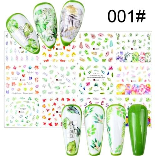 12 Types Stickers on Nails Flower Design Water Transfer Slider Manicure Summer Nail Art Decoration Foils Decals