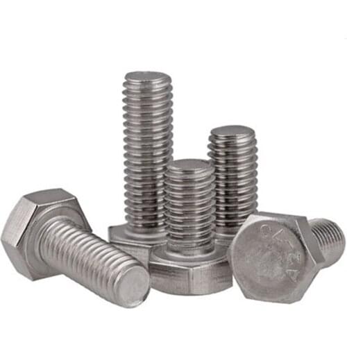 2pcs M10 Hexagon Screw 304 stainless steel Full tooth hex screws DIN933 hexagons bolt 16mm-70mm Length