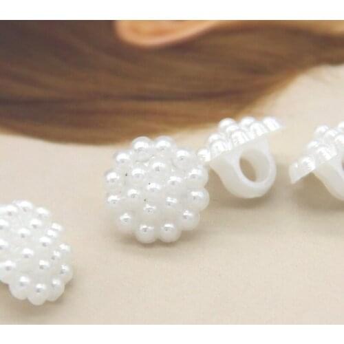 20pcs White Full Pearl Flower Plastic Buttons For Clothes Women Shirt Dress Decorative Handmade DIY Crafts Accessories Wholesale