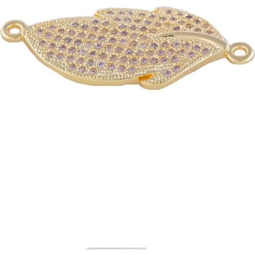 5pcs Shining Zircon Leaf Charms For Jewelry Making Bijoux Copper Micro Pave Charms Connectors Jewelry Accessories