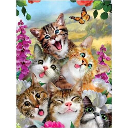 5D DIY Diamond Painting Cat Cross Stitch Animal Embroidery Complete Kit Picture Of Rhinestones Mosaic Decoration XN101