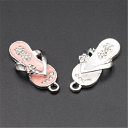 6pcs Cute Enamel 3D Slippers Charms Hip Hop Earrings Necklace Pendants DIY Woman Jewelry Handicraft Making 30*11mm A655