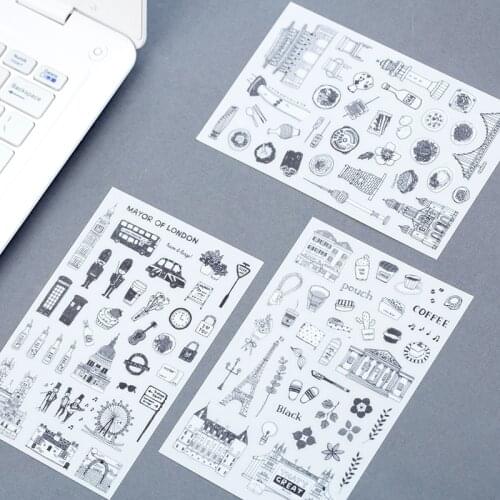 6 pcs/pack classic buildings around the word Cartoon Stickers Diary Sticker Scrapbook Decoration PVC Stationery Stickers