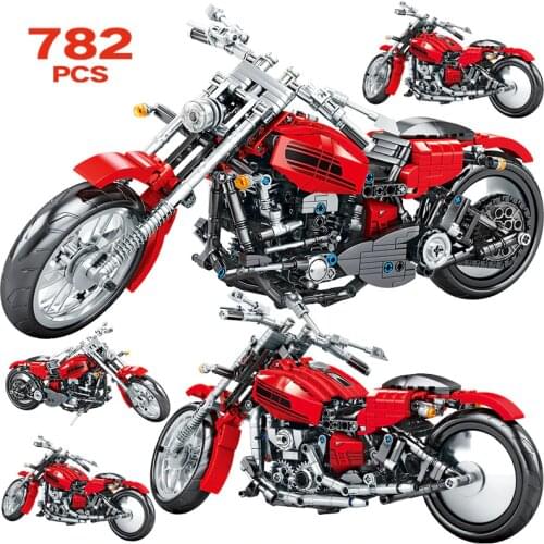 799PCS City Moto Racing Motorbike Model Building Blocks High-tech Creator Motorcycle Vehicles Bricks Toys For Boys Gifts