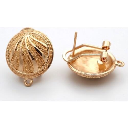 African Earrings Post with Loop Hanger Connectors Round Ethnic Chile Dubai Women Wedding Earrings Dangle Findings Metal Jewelry