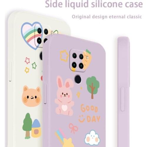 Cartoon Rabbit Phone Case For Xiaomi Redmi Note 10 10S 9T 9 8 7 Pro MAX Redmi 9 9A 9T K40 K30 K20 Pro Liquid Silicone Cover