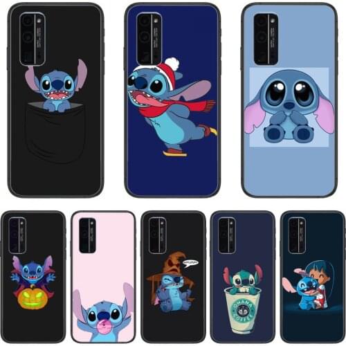 Stitch Phone Case Hull For Huawei Honor 8 9 10 20 30 A S Lite Pro 5g i Black Back Soft Cell Cover Pretty