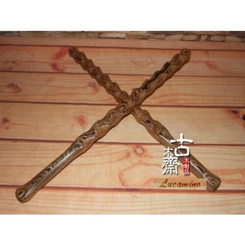 Wenge double whips traditional Kungfu wooden double mace self-defense weapons fitness knock back rosewood double hard whips