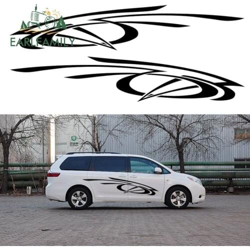 EARLFAMILY 2x Abstract Artistic Stripes Ribbon Rotating Flying Car Stickers for For Camper Van Door Side Kayak Canoe Vinyl Decal