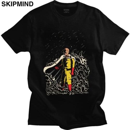Vintage One Punch Man T-shirt Men Short Sleeve Japanese Hero Anime Manga Sensei Saitama T Shirt Soft Cotton Regular Fit Tee Gift