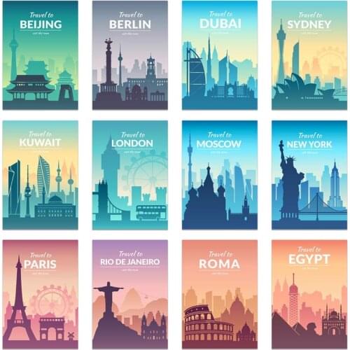 City Travel Landscape Mosaic DIY 5D Diamond Painting Cross Stitch London New York Building Diamond Embroidery Home Wall Decor