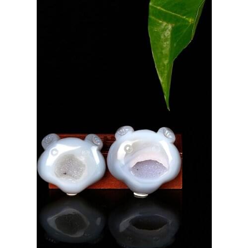 1 PC natural agate crystal tooth bear statue high quality Nordic mineral home shelf crystal home decoration ornament modern gift