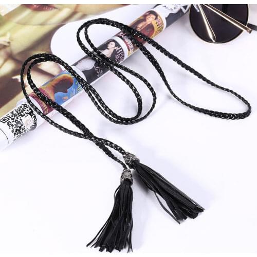 Best fashion Women belt chinese Ethnic wind wax rope weaving handmade belt fashion trend Women casual dress decoration belt