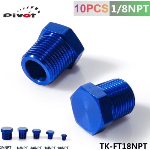 Oil Water Fitting 1/8" NPT Forged Carbon Aluminum Hex Head Plud Cap Threaded Blue TK-FT18NPT