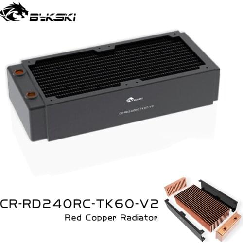 BYKSKI 240mm Copper Radiator for PC Cooling 60mm Thickness for 12cm Fan Water Cooler High performance cooler Radiator 120mm fan