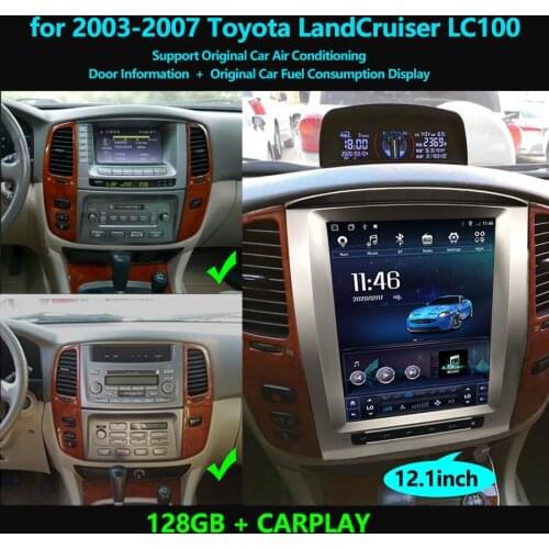 6+128G Tesla Screen For Toyota Land Cruiser 100 LC100 For Lexus LX470 2002-2007 Android Multimedia Video Player GPS Radio Stereo