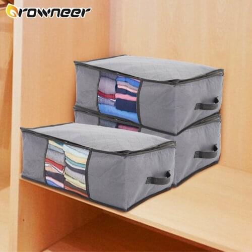 Non-woven Clothes Storage Bag PVC transparent Window Home Organizer Foldable Clothes Quilt Dust-Proof Cabinet Finishing Box