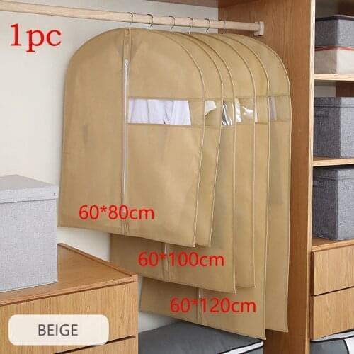 Non-woven Fabric Dust Cover Hanging Bag with Zipper for Clothes Garment Coat Dress Moth-proof Protector
