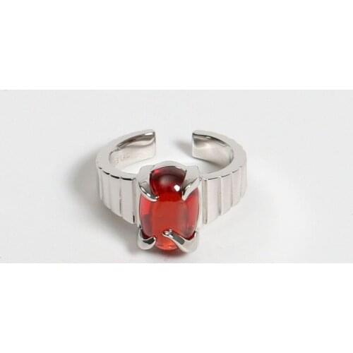 Tide brand animal horn treasure garnet retro neutral red open ring