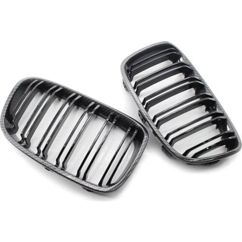 A Pair Carbon Fiber Grills Replacement Grille Car Front Bumper Grill For BMW F20 F21 1 Series 2010-2014 Auto Accessories