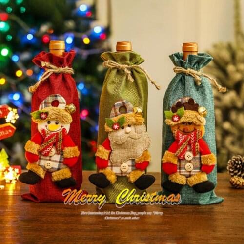 Christmas Santa Wine Bottle Bag Cover Xmas Dinner Party Table Decor Gift Dinner Ornament Merry Wine Bottle Cover Dust Cover New
