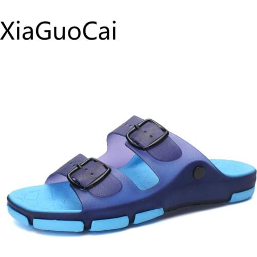 Couple Fashion Unisex Sandals Peep Toe Buckle Men Slippers Flat Summer Beach Sandals for Students Drop Shipping Lu9 35