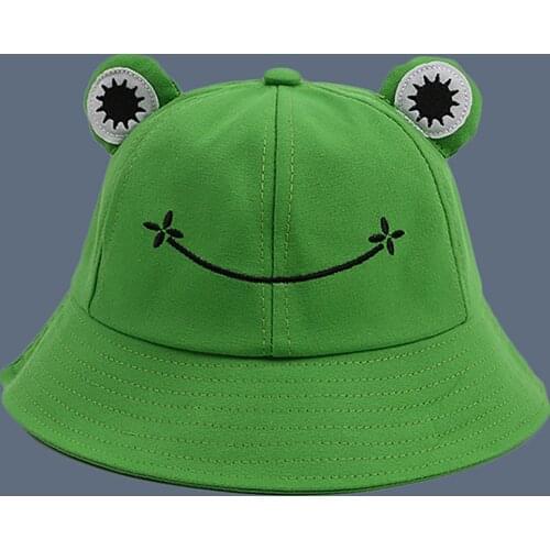 Sunscreen Fisherman Cap Beach Caps Outdoor Fishing Hunting Sunhat Headwear Foldable Cotton Cute Frog Bucket Hat Dropshipping