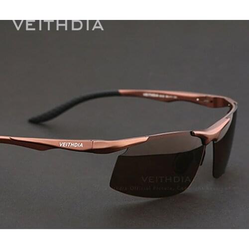 VEITHDIA Brand Aluminum Mens Polarized Sunglasses Rimless Rectangle Sun Glasses Male Eyewear Accessories For Men 6535