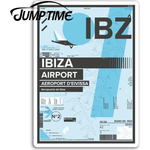 Jump Time IBZ Ibiza Airport Vinyl Stickers Spain Travel Sticker Luggage Waterproof Car Decal Window Bumper Auto Accessories