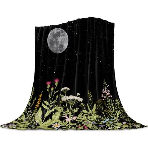 Vintage Herb Moon Blankets for Beds Home Bedspread Travel Flannel Blanket Throw Blanket for Sofa