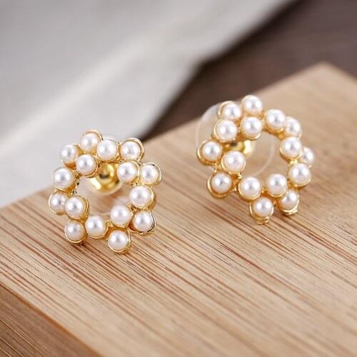 South Korea Ins Simple Pearl Stud Earrings Earrings Earrings Net Red Fashion Temperament Female Jewelry Trend New Pair