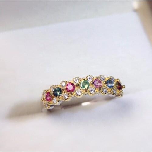 2021 New Lovely Summer Korean Colorful Diamond Rings for Women 925 Sterling Silver Jewelry Party Vacation Jewelry Cute Gift Girl